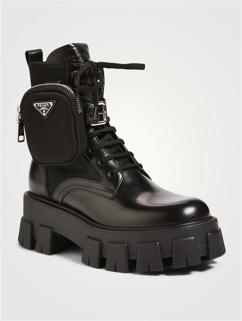 prada boots high heels|prada ankle pouch combat boots.